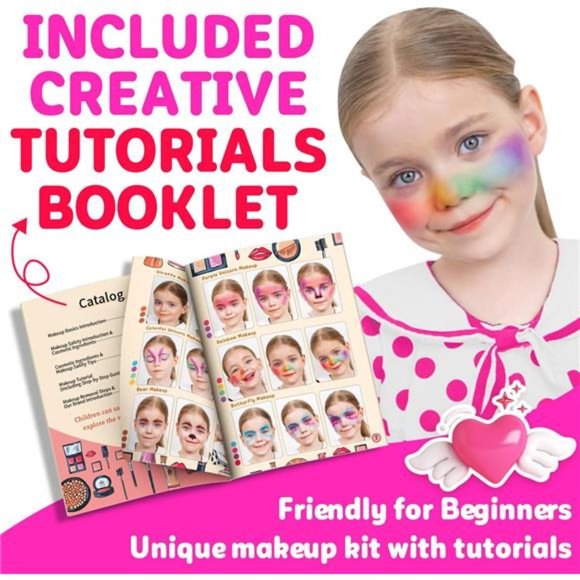 41 Pcs Kids Makeup Kit for Girl, Washable Makeup Set Toy with Cosmetic Case - Picture 4 of 6